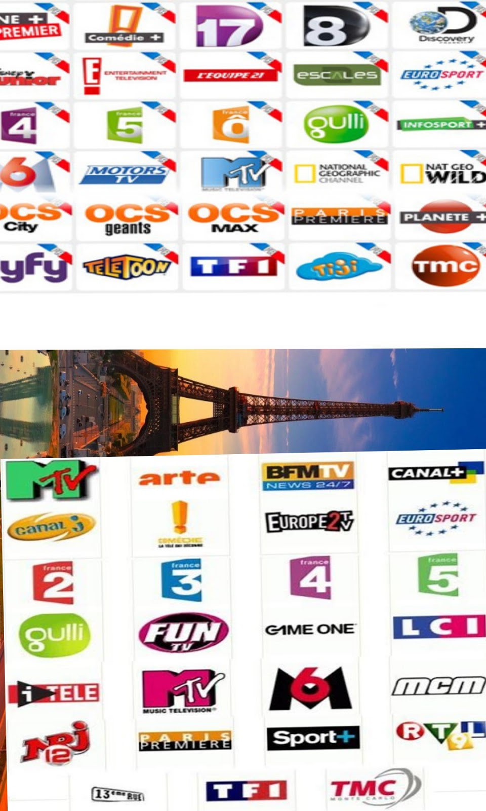 Fréquence TF1 , National Geographic, France O, France 2, France 3