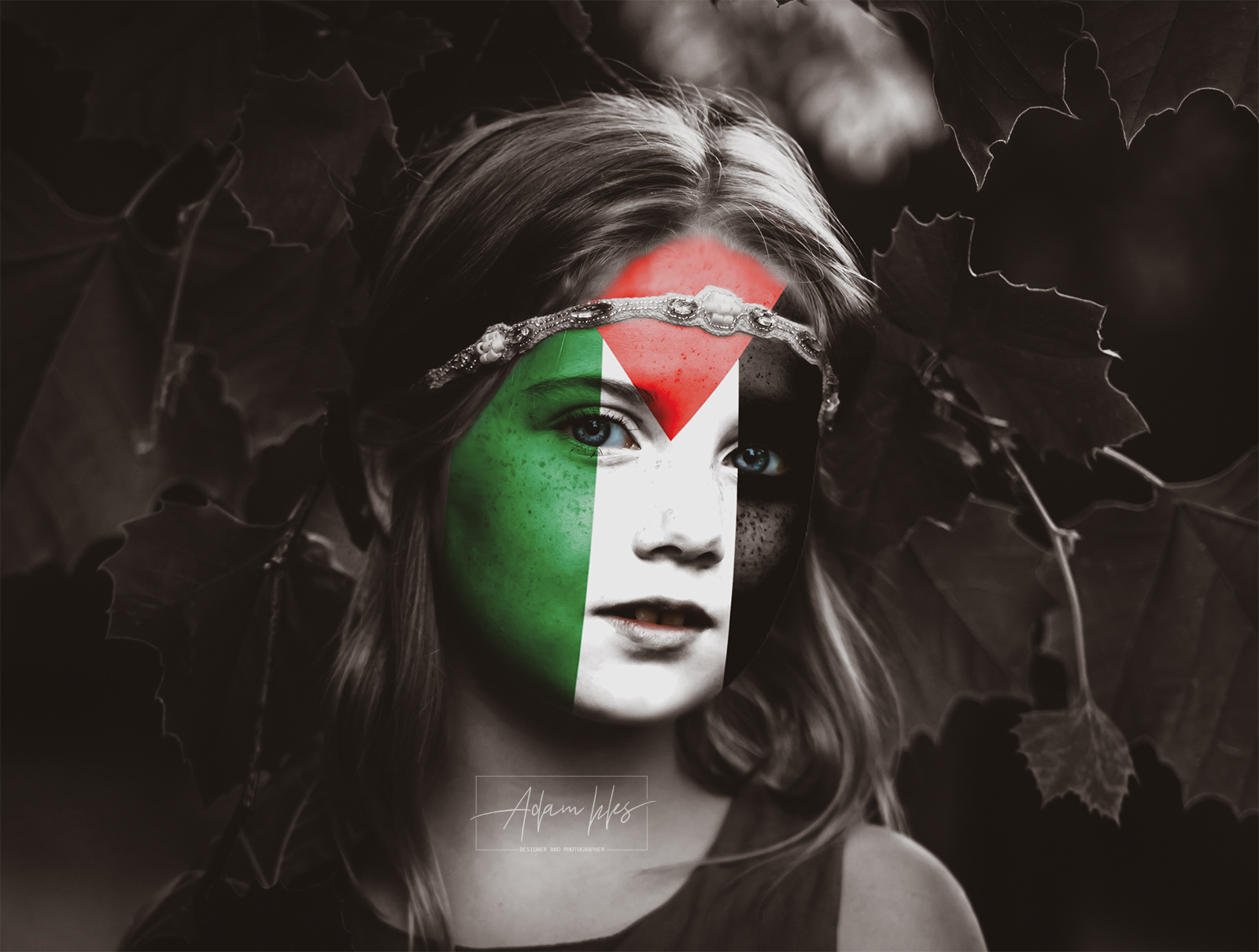 خلفية علم فلسطين على وجه طفلة صور اعلام الوطن العربي علم فلسطين