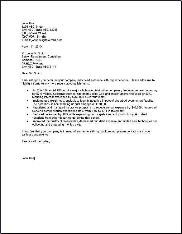 cover letter example ireland