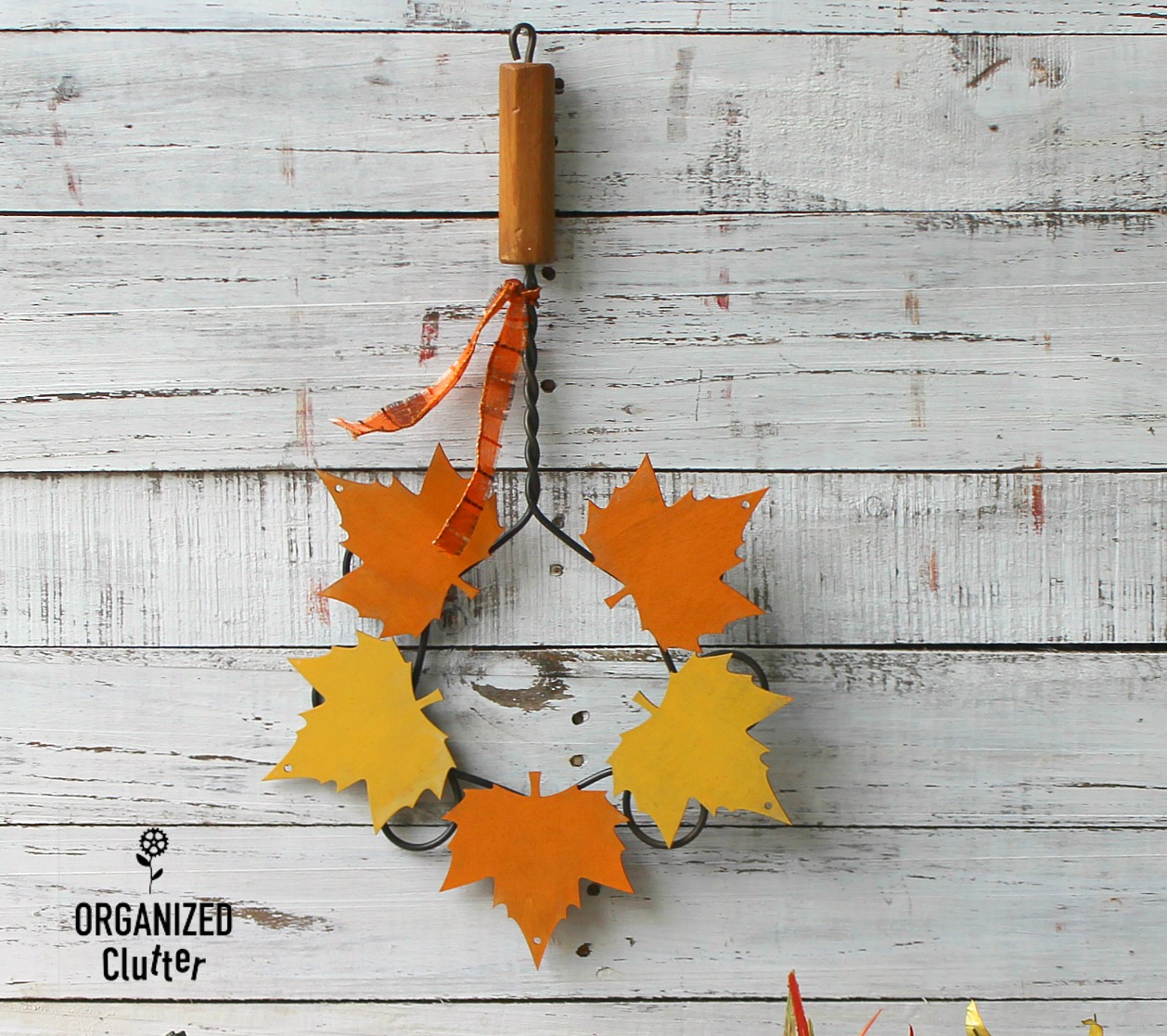 DIY Rug Beater & Dollar Tree Wooden Leaf Wreath Organized Clutter