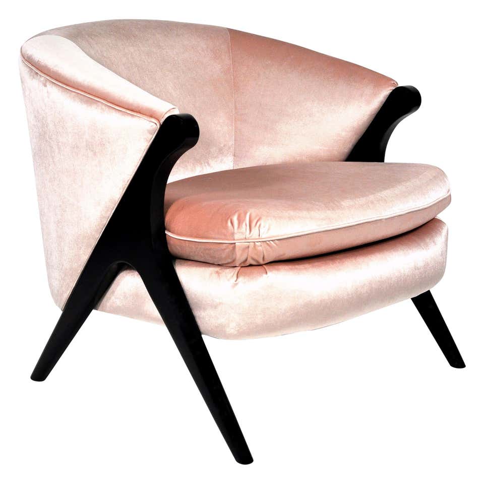 SELECT MODERN Midcentury Karpen Style Pink Velvet Lounge Chair