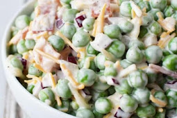 Creamy Pea Salad with Red Onion and Cheese