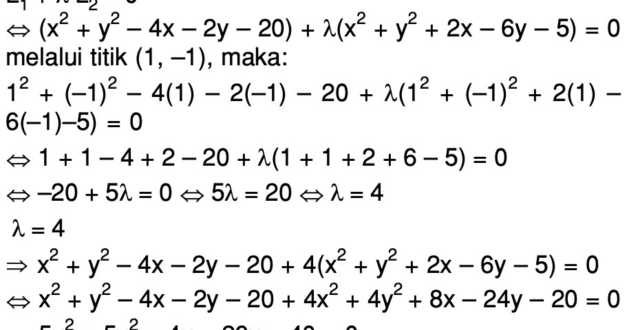 Persamaan berkas lingkaran yang melalui titik potong lingkaran L1: x2