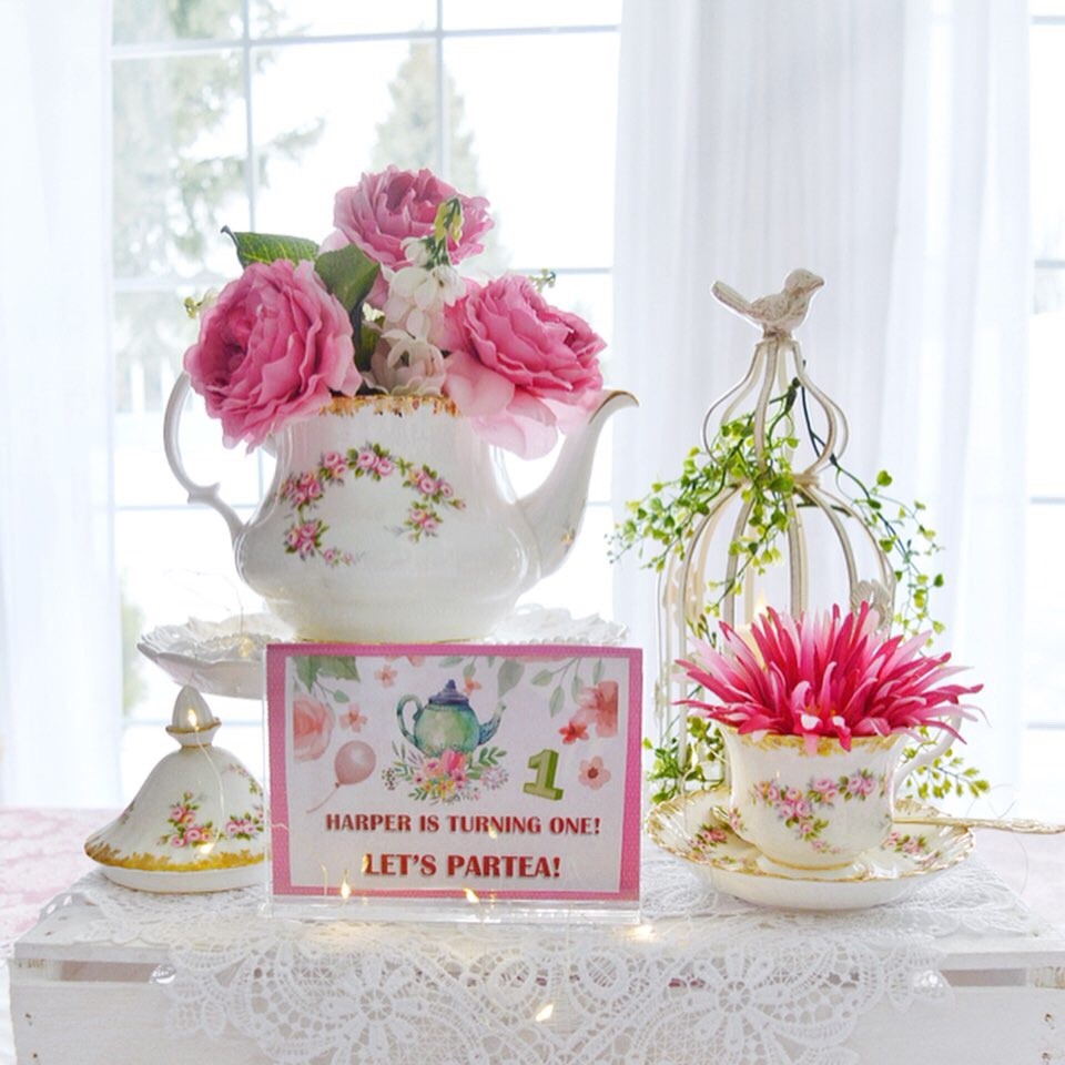 Dining Delight Let's Partea! Garden Tea Party For 1st Birthday