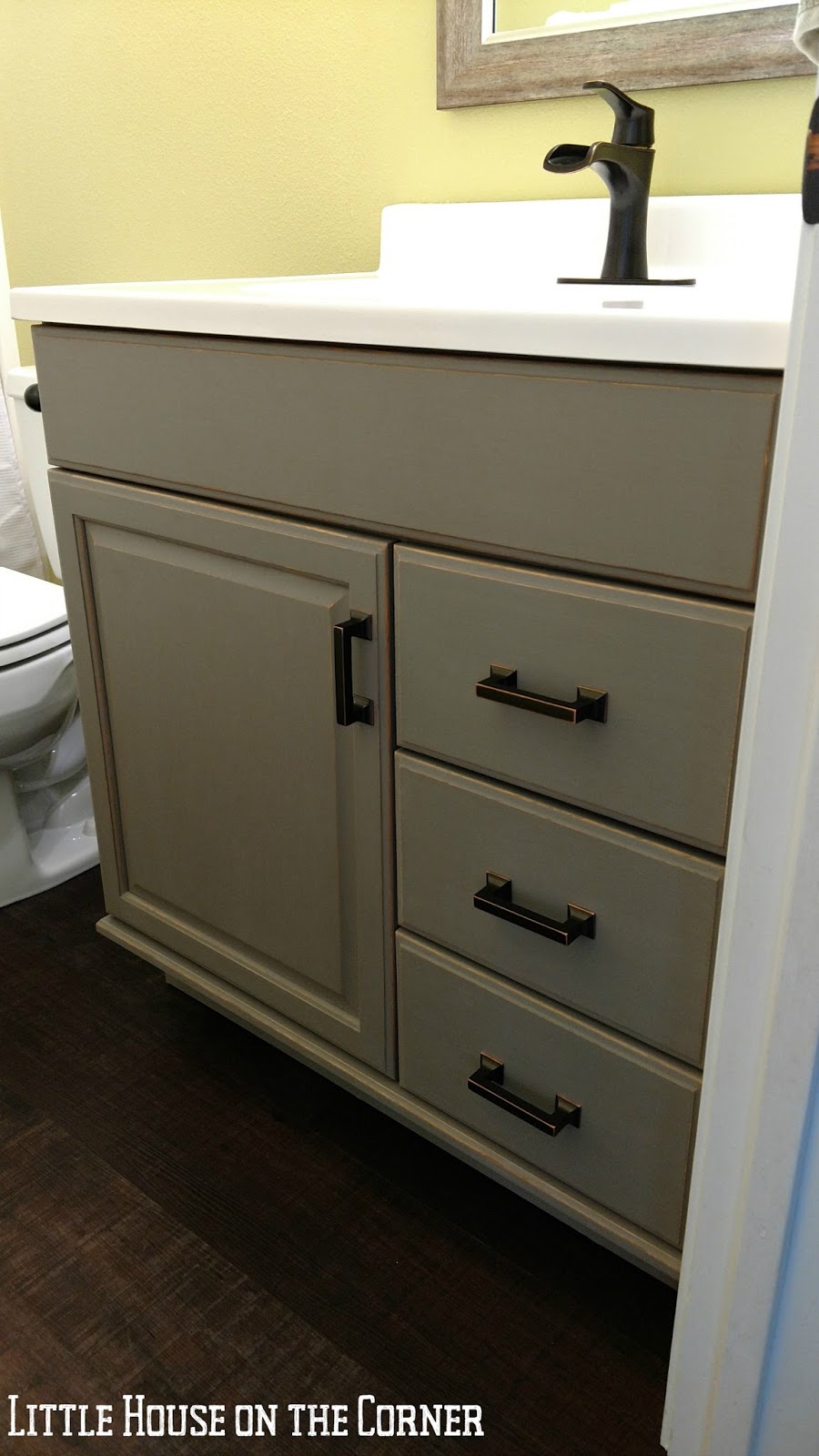 Little House on the Corner Bathroom Vanity Chalk Paint Makeover Part II