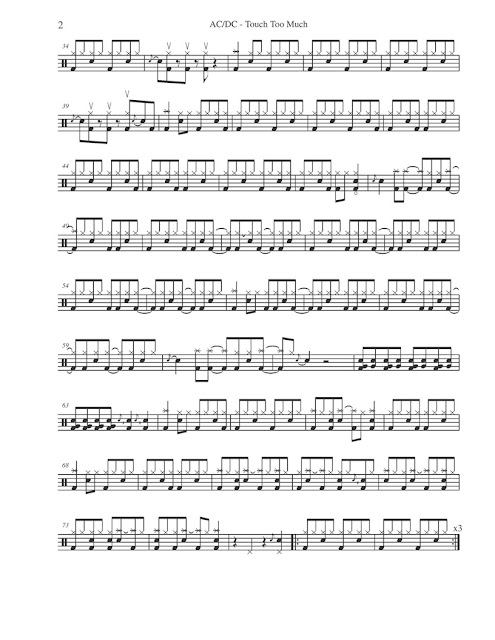 AC/DC - Touch Too Much | Partituras para Batería