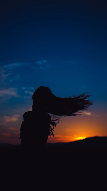 Girl Hair Blowing Wind Silhouette