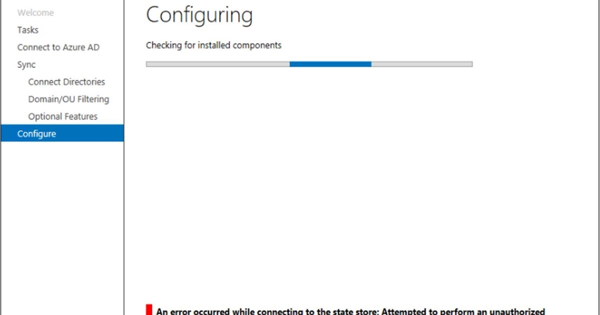 Lets Exchange Azure AD Connect “An error occurred while connecting to the state store