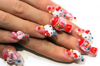 Hello Kitty nail manicure