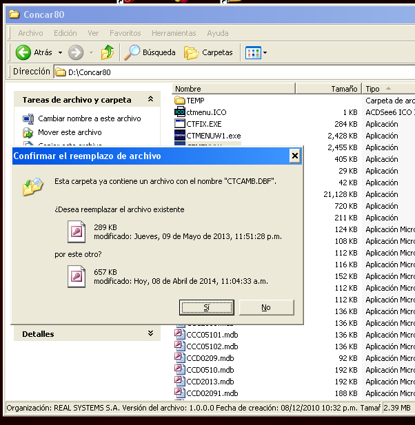 Captura para actualizar el archivo de tipo de cambio en CONCAR -4