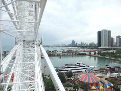 view of chicago from the ferris wheel at navy pier