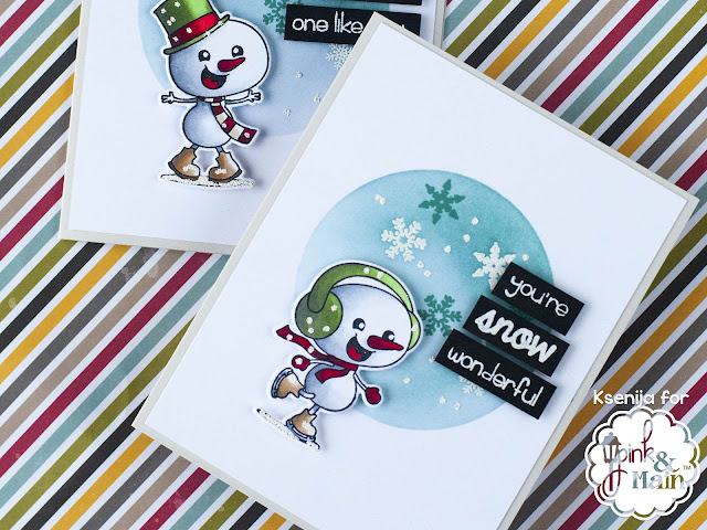 Heat Embossed Christmas Cards with Pink and Main Snow Sweet stamps