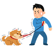 散歩を嫌がる犬のイラスト