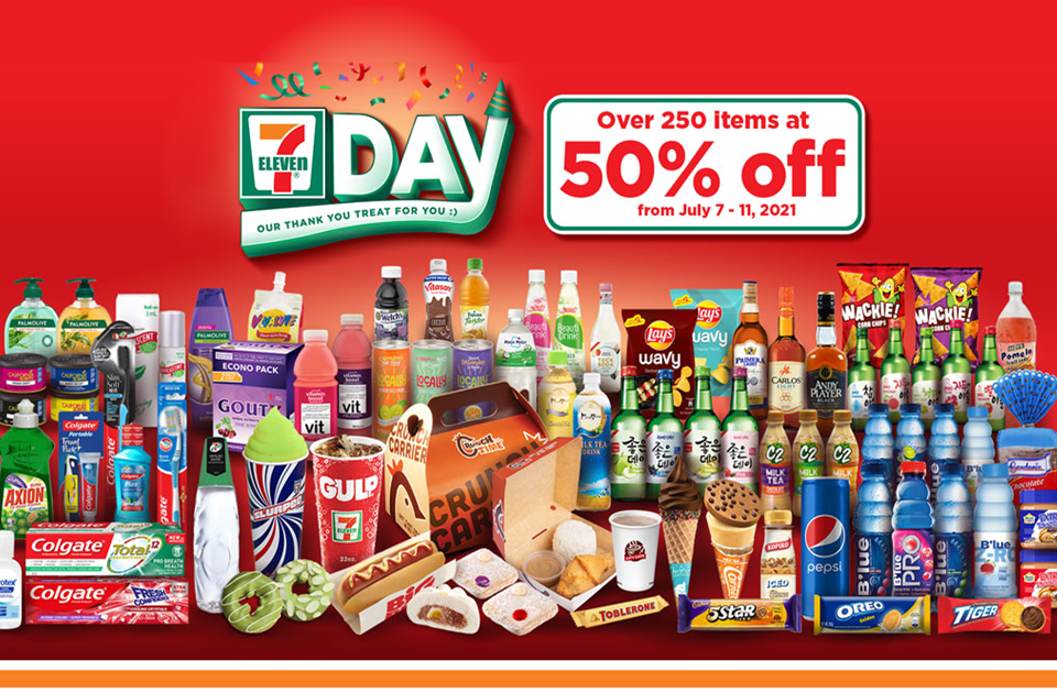 7Eleven 50 OFF items this 711Day plus 3000th Store Celebration