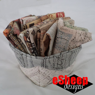 Scalloped edge fat quarter baskets crafted by eSheep Designs