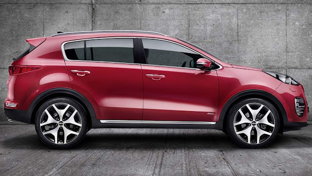 foto kia sportage 2016 profilo laterale di lato colore rosso rossa