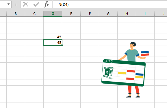 شرح صيغة الدالة N في برنامج مايكروسوفت Excel