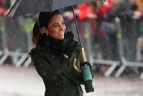 Kate Middleton wore Michael Kors dress, Sportsmax coat, Kiki McDonough earrings