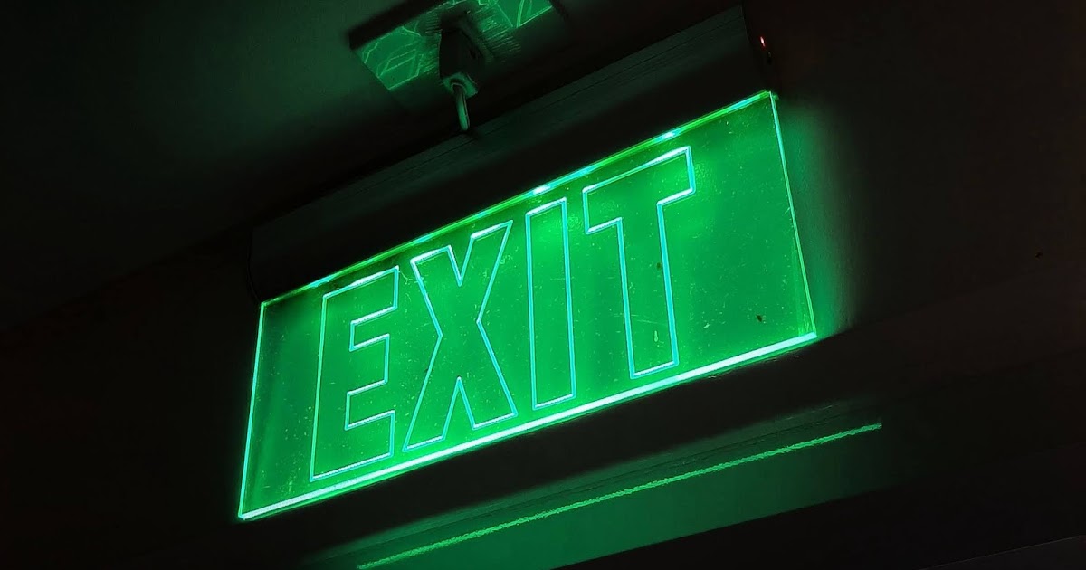 HD Wallpaper Exit Sign, Green Neon Text