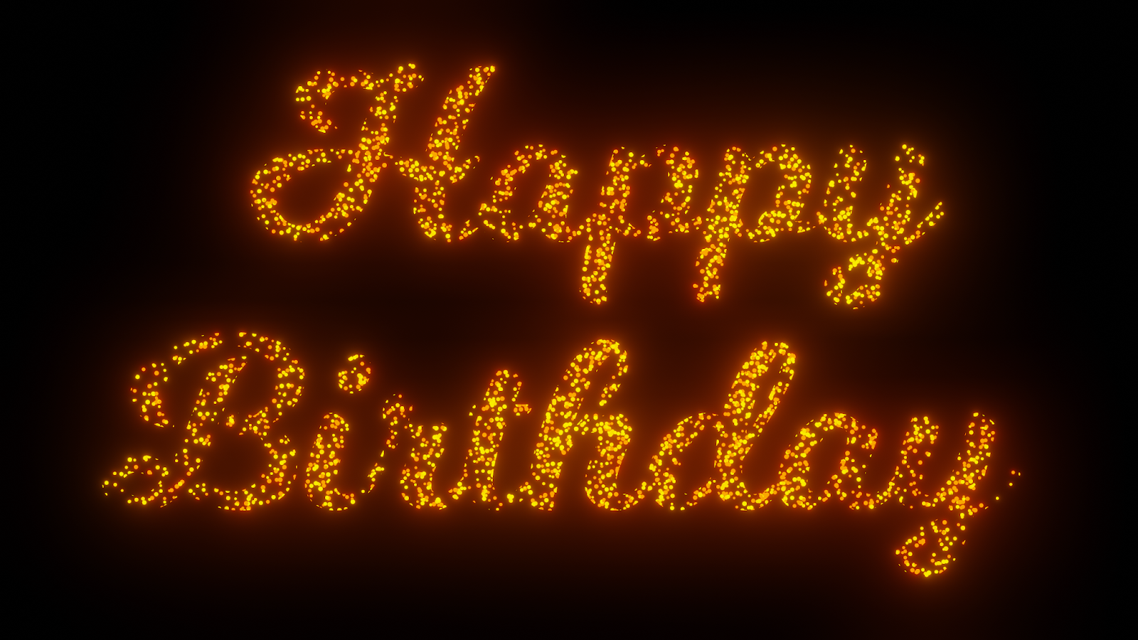 Happy Birthday Text On Black Background, 3 Fonts Versions Flying Sparks