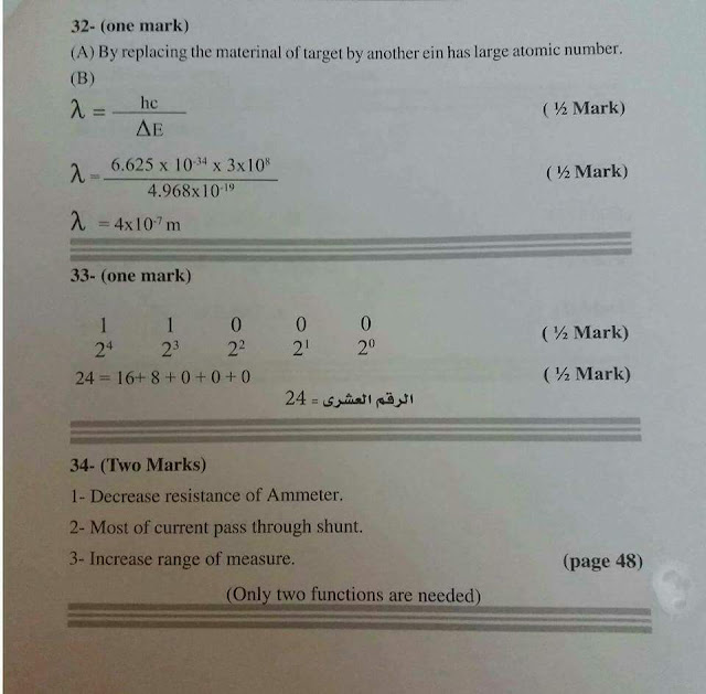 إجابة امتحان Physics الفيزياء باللغة الإنجليزية للثانوية العامة دور أول 2018 إجابة امتحان Physics الفيزياء باللغة الإنجليزية للثانوية العامة دور أول 2018