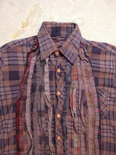 REBUILD BY NEEDLES "Ribbon Flannel Shirt - Indigo Dye & Black Dye" Fall/Winter 2015 SUNRISE MARKET