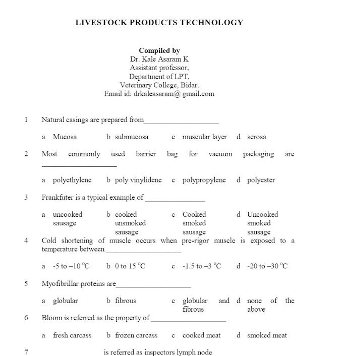 Meat Science Question Bank2