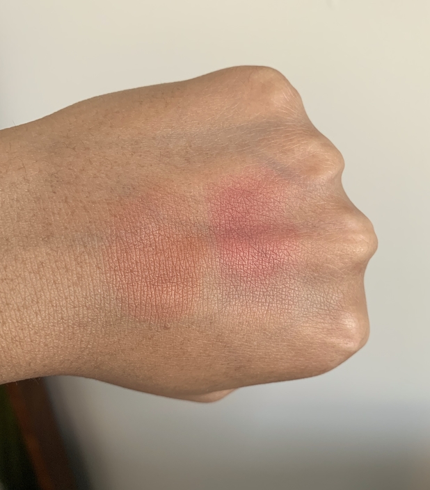 MAC Mineralize Blush swatches (Love Joy and Love Thing) MAC Mineralize Blush swatches on dark skin (Love Joy and Love Thing)