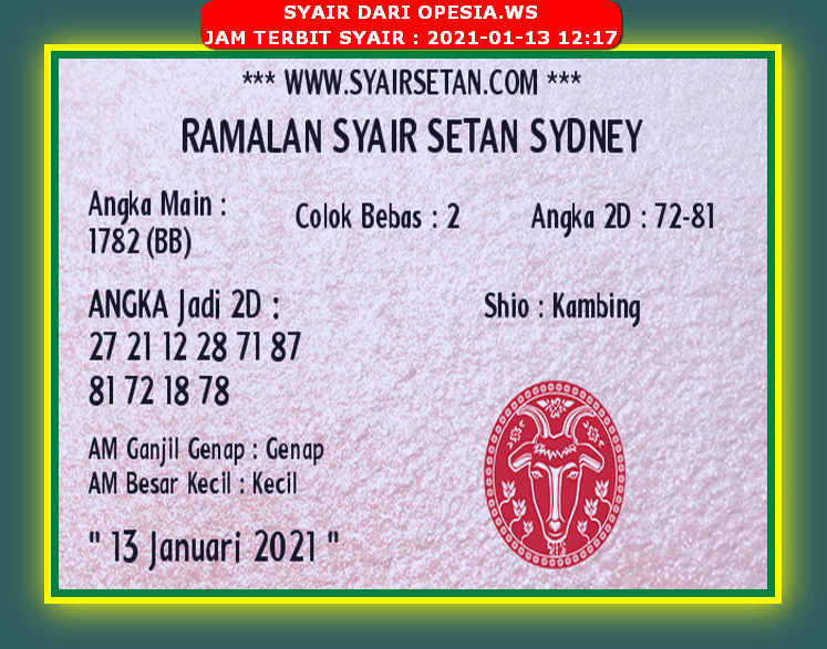1 New Message Kode Syair Sydney 13 Januari 2021 Forum Syair Togel Hongkong Singapura Sydney