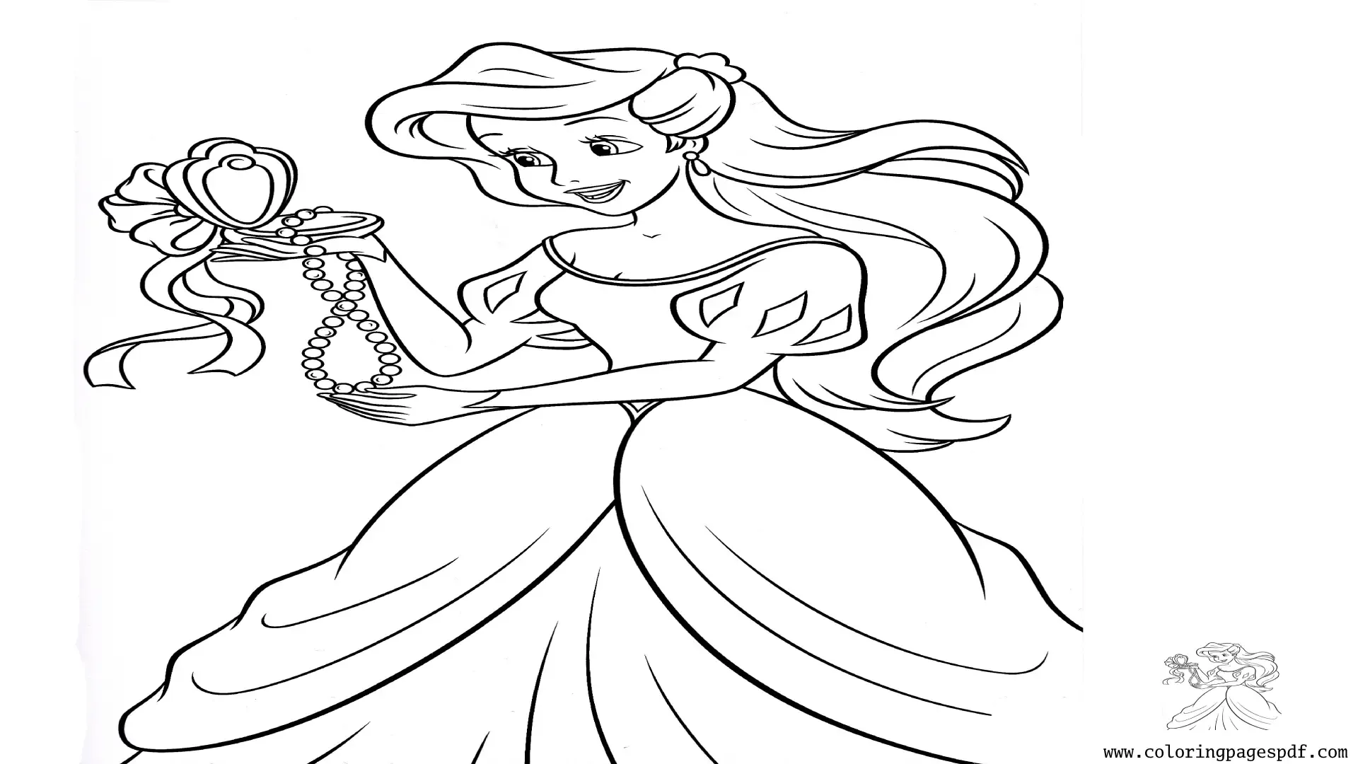 Coloring Page Of A Princess Looking In The Mirror