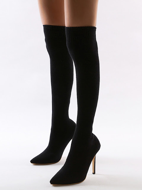 Chic Black High Heels Over The Knee Boots.