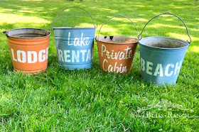 Painted Stenciled Galvanized Buckets Old Sign Stencils Bliss-Ranch.com