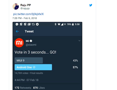 MIUI and Android One vote collecting results MIUI and Android One vote collecting results