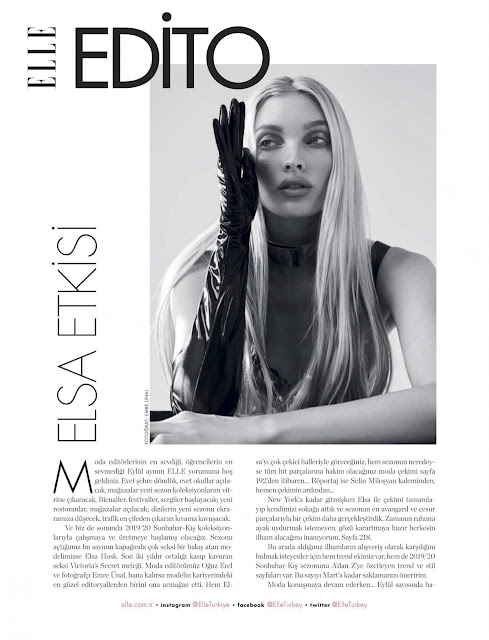Elsa Hosk in Elle Magazine, Turkiye September 2019 Issue