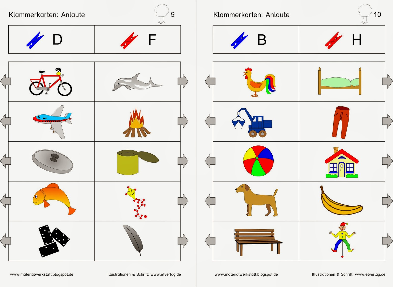 Materialwerkstatt: Klammerkarten: Anlaute