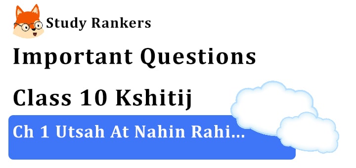 Important Questions for Class 10 Hindi Chapter 5 उत्साह अट नहीं रही...