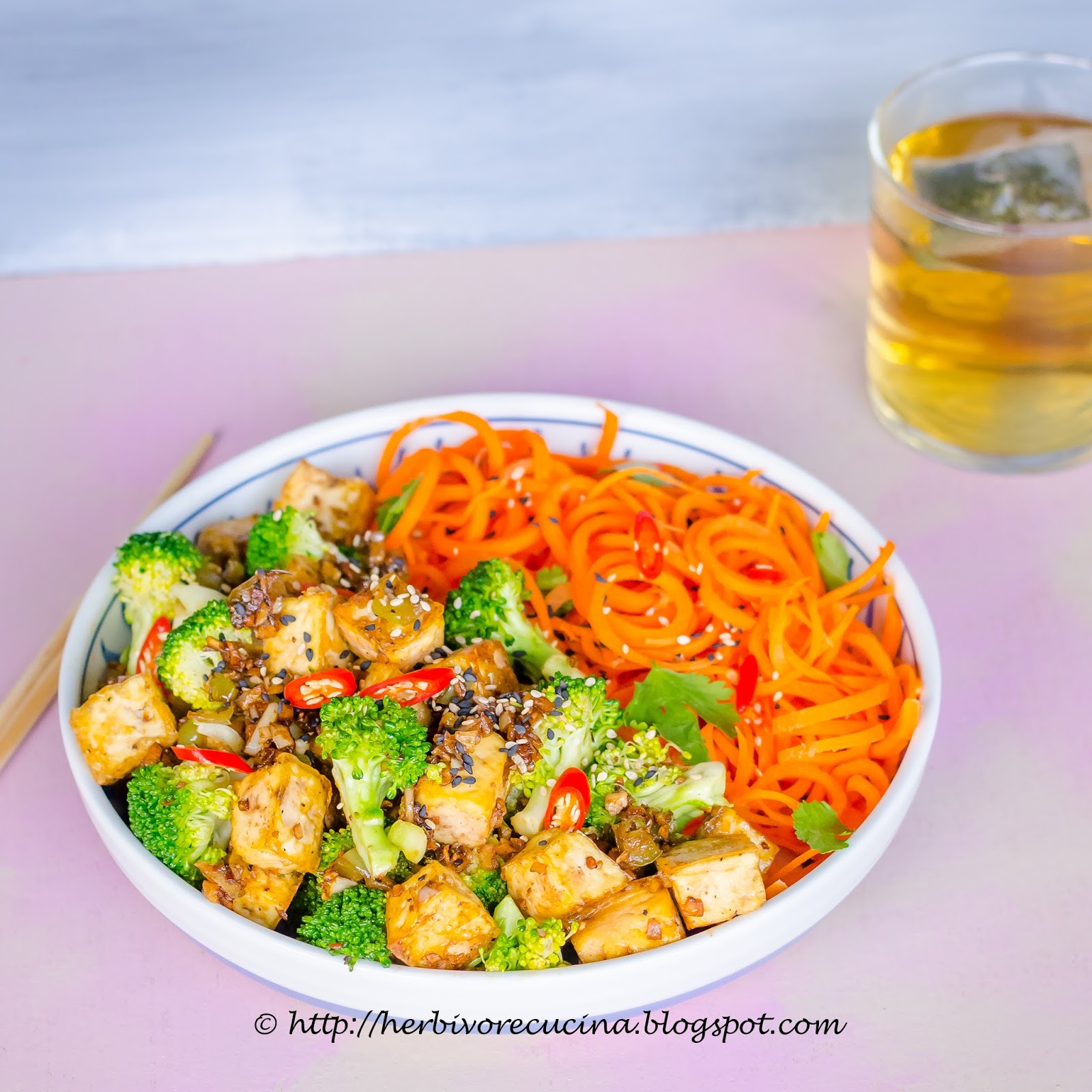 Herbivore Cucina Baked Tofu Bowl with Carrot Noodles