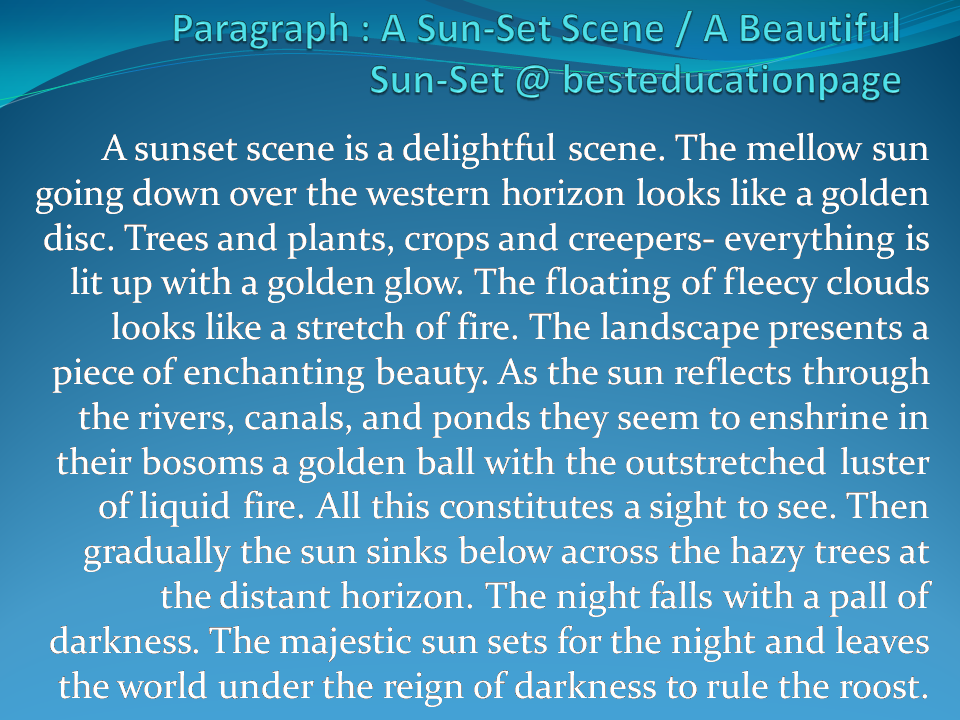 descriptive essay on sunset