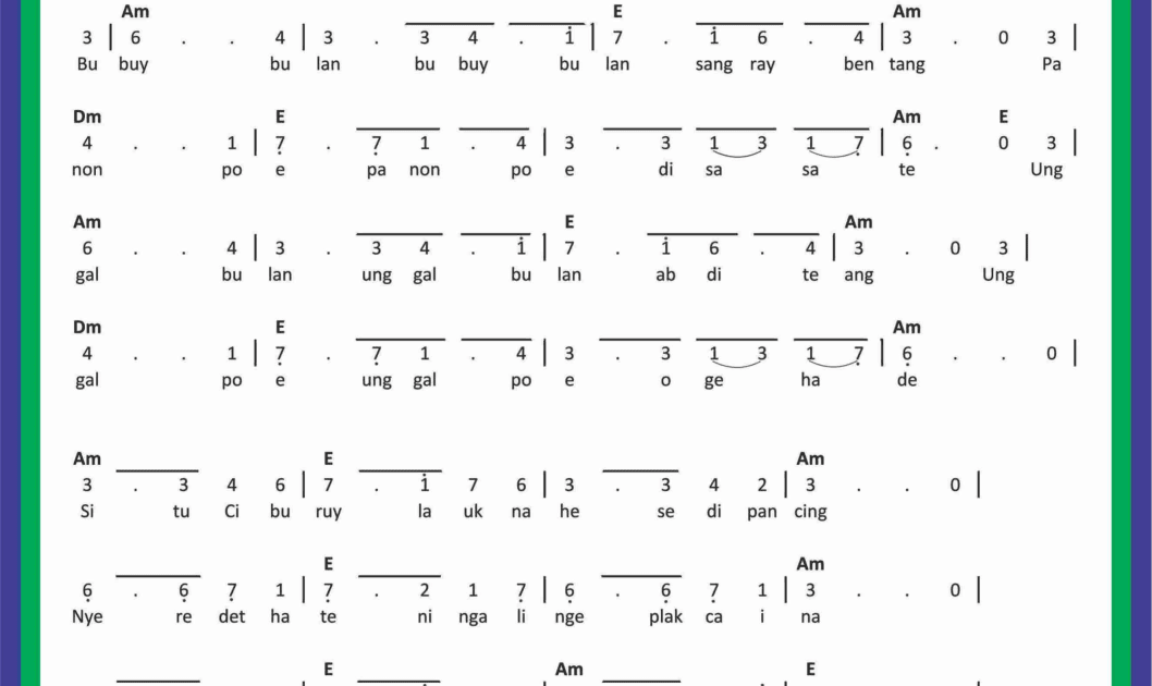 Not Angka Lagu Bubuy Bulan SEKITAR MUSIK