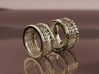 Wireframe Rings. Jewelry Rendering.