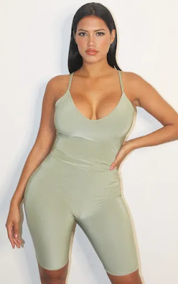 Shape sage green slinky double layer Bodysuit