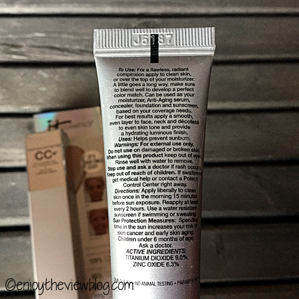 back of tube of IT Cosmetics Your Skin But Better™ CC Cream