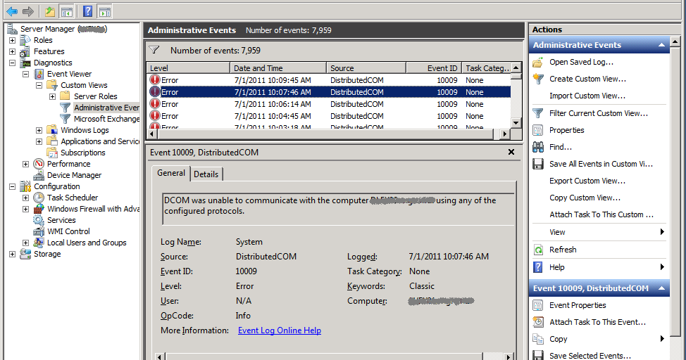 Fix for DCOM 10009 Errors in Exchange 2010 SP1 | The EXPTA ...
