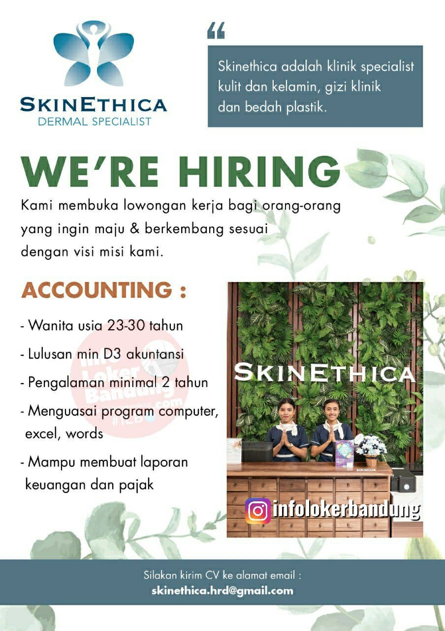 Lowongan Kerja Accounting Skinethica Bandung Juni 2021 - Info Loker