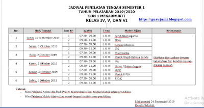 Download Contoh Jadwal Pts Semester 1 Ganjil Gasal Sd Kurikulum 2013 Tahun Pelajaran 2019 2020 Sudah Jadi Guru Jumi