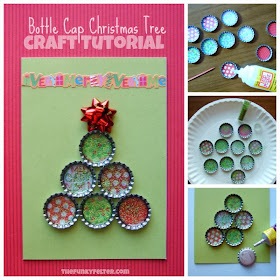 The Funky Felter Bottle Cap Christmas Tree Card Craft Tutorial