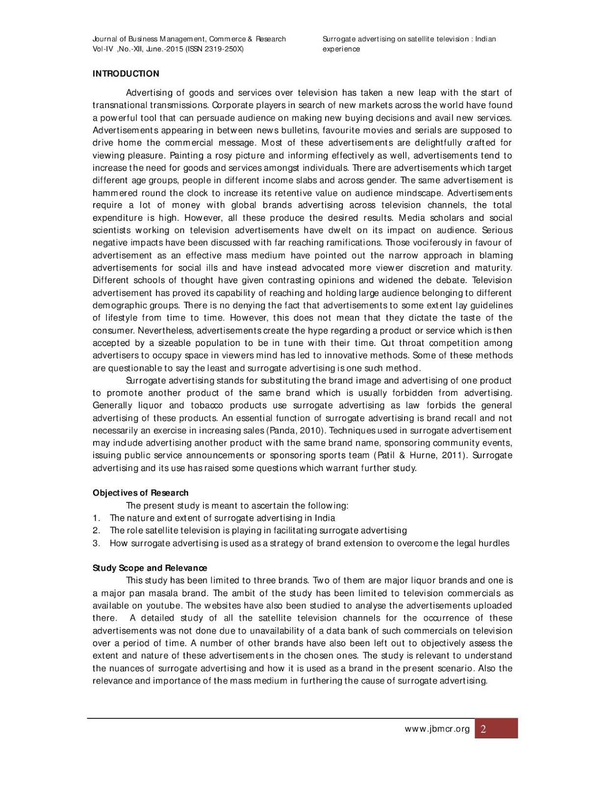 Research paper on surrogate advertising