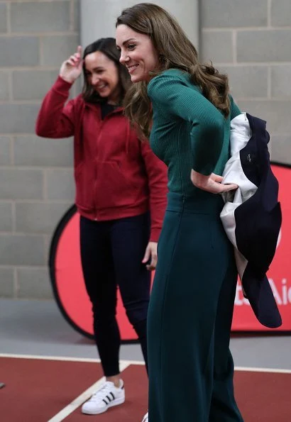 Kate Middleton wore a new high waist wide-leg trousers by Zara. Kate Middleton wore adidas Originals Stan Smith sneaker