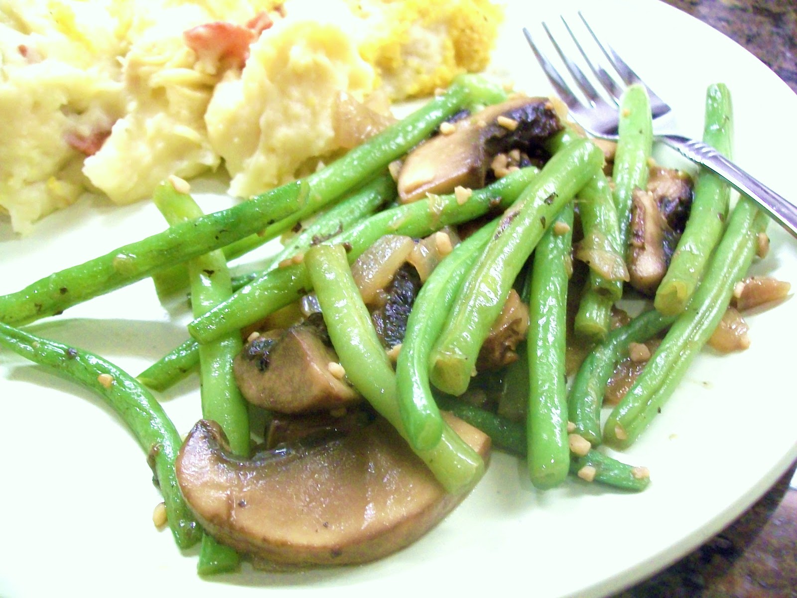 Living While Living Without Green Bean and Portobello Saute
