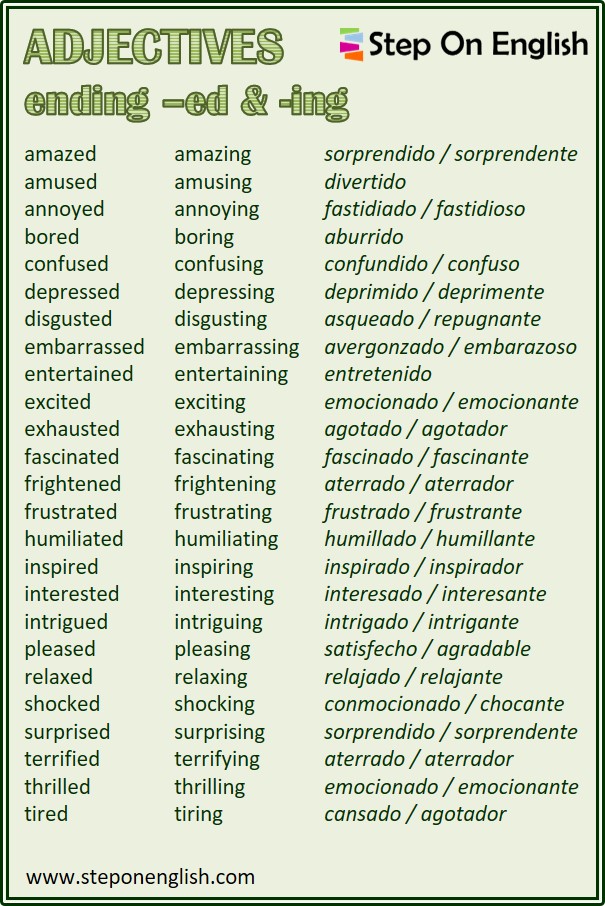Adjetivos con terminación -ed / -ing